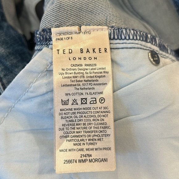 Ted Baker Morgani Straight Leg Blue Denim Jeans Raw Hem - Picture 11 of 15